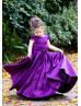 Purple Satin V Back Flower Girl Dress With Bow